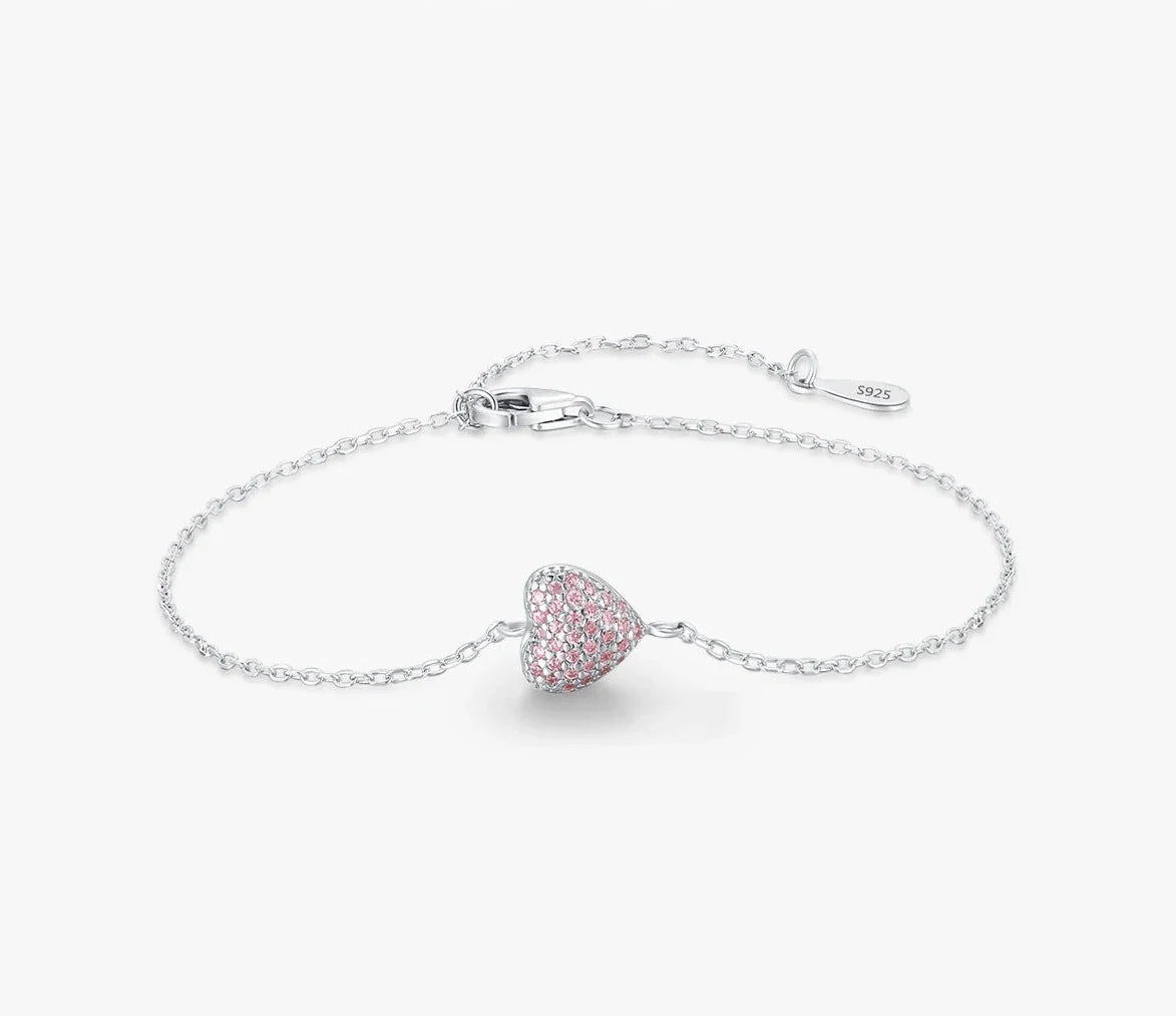 Romantic Pink Heart Bracelet